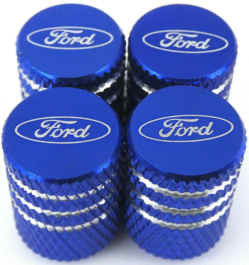 4 BLUE FORD Tire Valve Stem Caps For Car, Truck Universal Fitting
