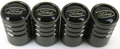 4 Ford Tire Valve Stem Caps For Car, Truck Universal Fitting Metallic Black